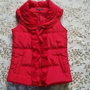 red  puffer vest
